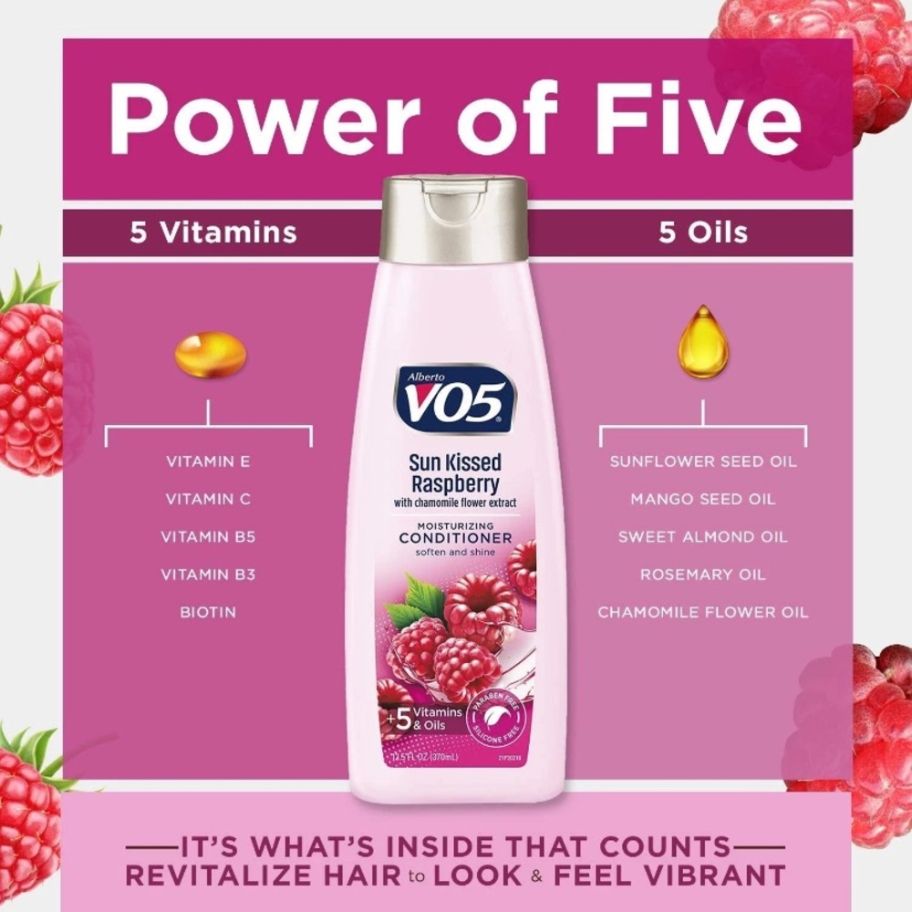 Alberto V05 Sun Kissed Raspberry Chamomile Flower Conditioner 12.5oz (Pack of 3) - Picture 4 of 4